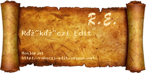 Rákóczi Edit névjegykártya